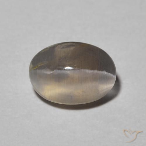 0.99ct Naturel Gris léger Sillimanite œil de chat, ovale, Translucide