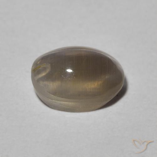 Sillimanite œil de chat Gris léger naturelle ovale, 0.99 ct, Translucide