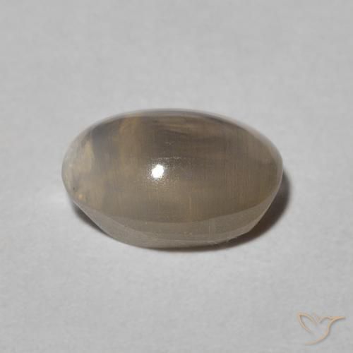 Sillimanite œil de chat Warm Grey naturelle ovale, 1.09 ct, Translucide