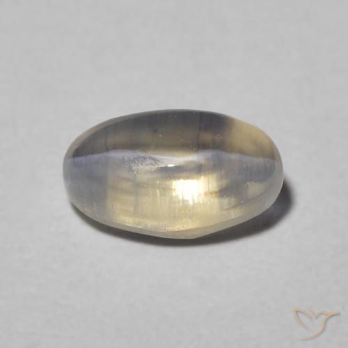 0.97ct Naturel Warm Grey Sillimanite œil de chat, ovale, Translucide
