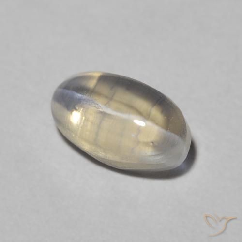 Sillimanite œil de chat Warm Grey naturelle ovale, 0.97 ct, Translucide