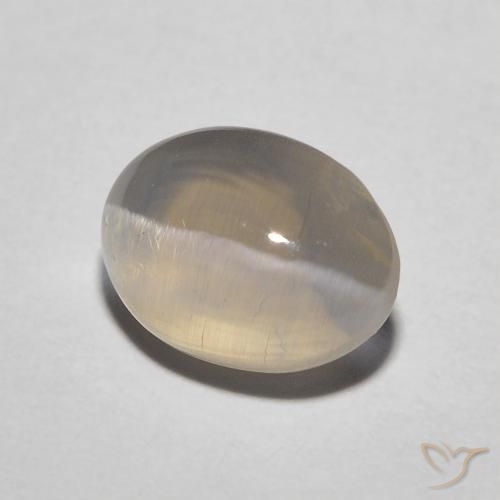 Sillimanite œil de chat Jaune clair naturelle ovale, 1.72 ct, Translucide
