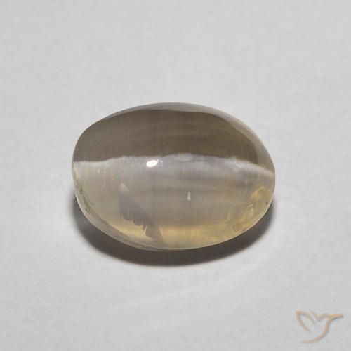 1.32ct Naturel Brun jaune léger Sillimanite œil de chat, ovale, Translucide