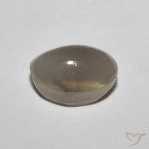 Sillimanite œil de chat Brun jaune léger naturelle ovale, 1.32 ct, Translucide