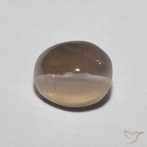0.89ct Naturel Brun moyen Sillimanite œil de chat, ovale, Translucide