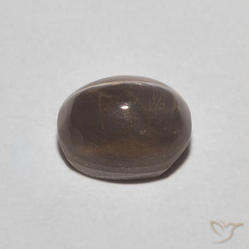 Sillimanite œil de chat Brun moyen naturelle ovale, 0.89 ct, Translucide