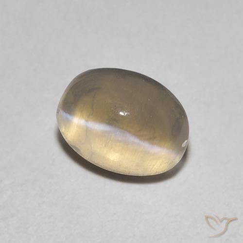 Sillimanite œil de chat Brun jaune léger naturelle ovale, 0.95 ct, Transparent