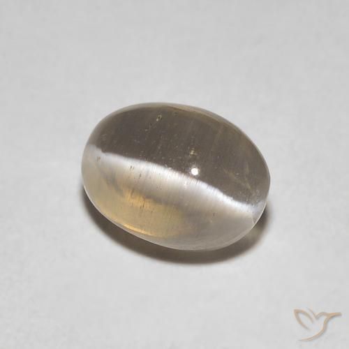 Sillimanite œil de chat Marron très clair naturelle ovale, 1.29 ct, Transparent