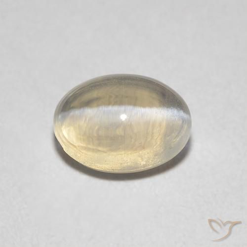 0.86ct Naturel Marron très clair Sillimanite œil de chat, ovale, Transparent