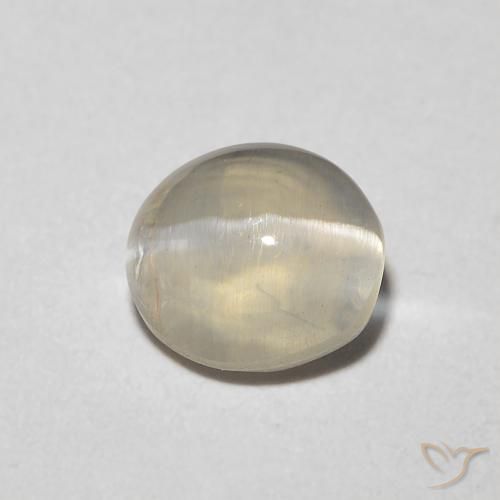 1.08ct Naturel Blanc chaud Sillimanite œil de chat, ovale, Transparent