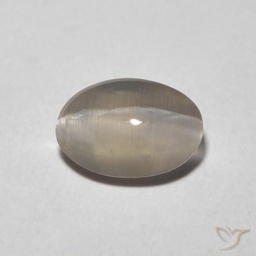0.98ct Naturel Gris très clair Sillimanite œil de chat, ovale, Transparent