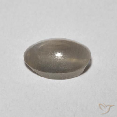 Sillimanite œil de chat Gris très clair naturelle ovale, 0.98 ct, Transparent