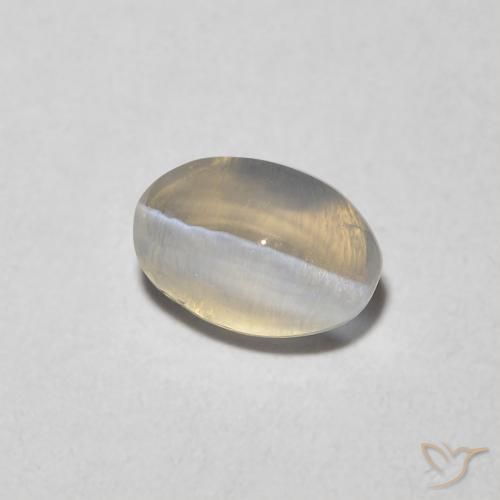 Sillimanite œil de chat Blanc chaud naturelle ovale, 0.81 ct, Transparent