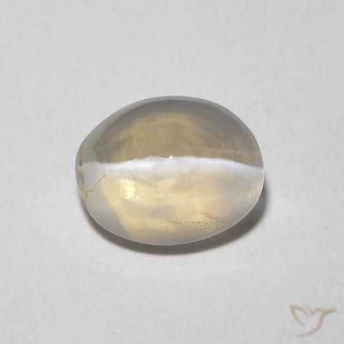 1.22ct Naturel Blanc chaud Sillimanite œil de chat, ovale, Transparent