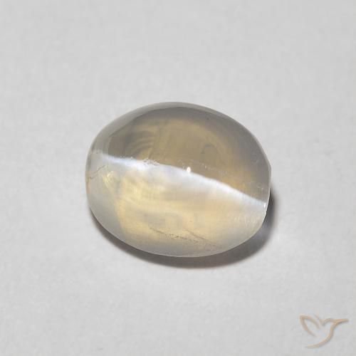 Sillimanite œil de chat Blanc chaud naturelle ovale, 1.22 ct, Transparent