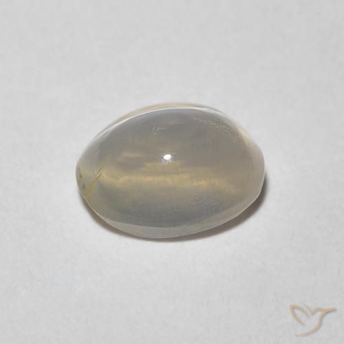 Sillimanite œil de chat Blanc chaud naturelle ovale, 1.22 ct, Transparent