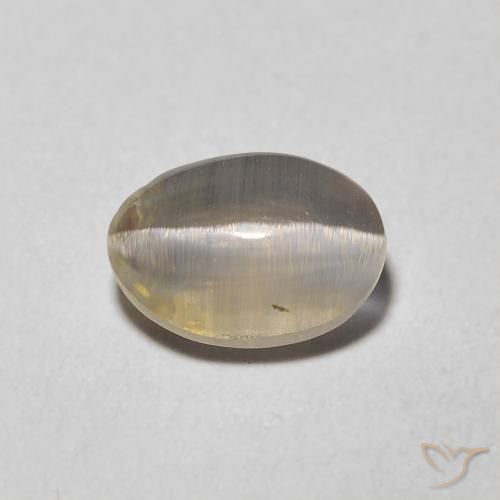 1.48ct Naturel Marron très clair Sillimanite œil de chat, ovale, Transparent