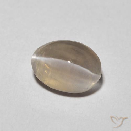 Sillimanite œil de chat Marron très clair naturelle ovale, 1.23 ct, Transparent