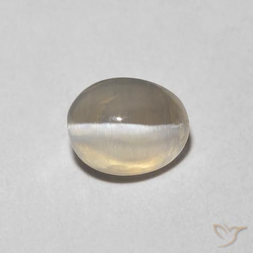 1.16ct Naturel Gris très clair Sillimanite œil de chat, ovale, Transparent