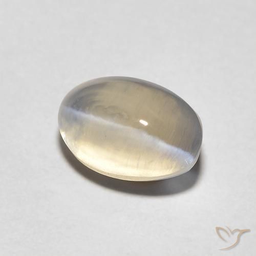 Sillimanite œil de chat Brun jaune léger naturelle ovale, 1.44 ct, Transparent