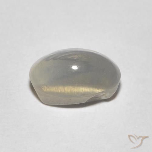 Sillimanite œil de chat Brun jaune léger naturelle ovale, 1.44 ct, Transparent