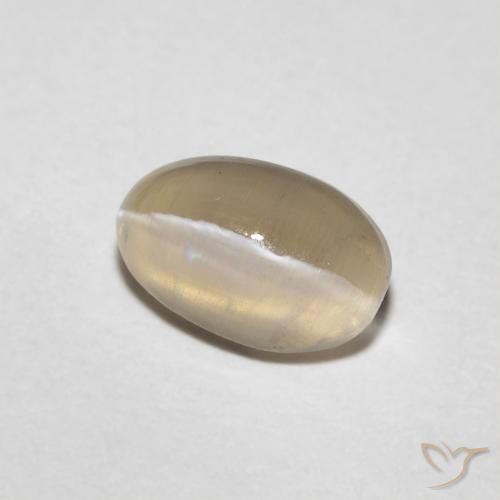 Sillimanite œil de chat Marron très clair naturelle ovale, 0.97 ct, Transparent
