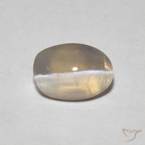 0.93ct Naturel Brun jaune léger Sillimanite œil de chat, ovale, Transparent