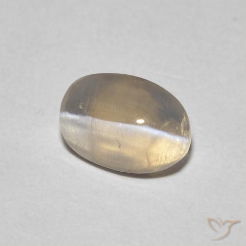 Sillimanite œil de chat Brun jaune léger naturelle ovale, 0.93 ct, Transparent