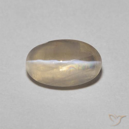 Sillimanite œil de chat Brun jaune léger naturelle Coupe ovale, 0.76 ct, Transparent