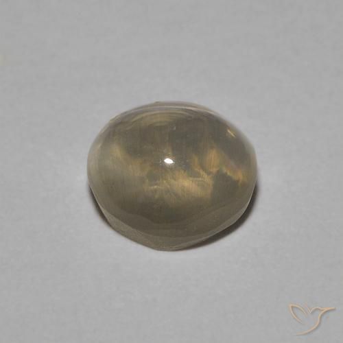 Sillimanite œil de chat Brun jaune léger naturelle ovale, 1.22 ct, Transparent