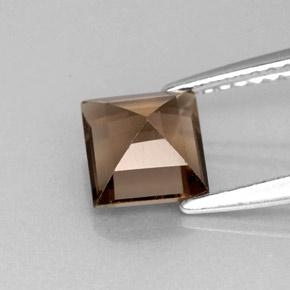 Quartz fumé marron naturelle carré, 1,11 ct, VVS-VS