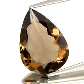 Quartz fumé marron naturelle en forme de poire, 10,97 ct, VVS