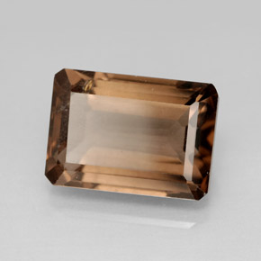 Quartz fumé marron naturelle taille émeraude, 7,71 ct, VS