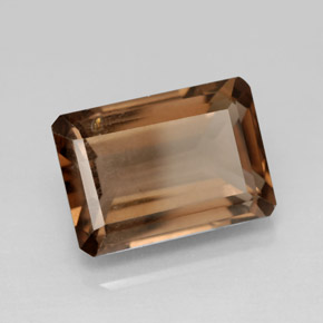 Quartz fumé marron naturelle taille émeraude, 7,71 ct, VS
