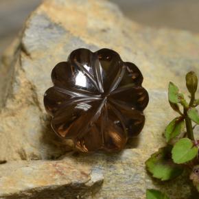 Quartz fumé marron naturelle taille fleur, 12,12 ct, transparent