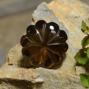 Quartz fumé marron naturelle taille fleur, 12,12 ct, transparent