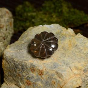 Quartz fumé marron naturelle taille fleur, 14,00 ct, transparent