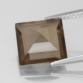Quartz fumé marron naturelle carré, 3,49 ct, VS-SI