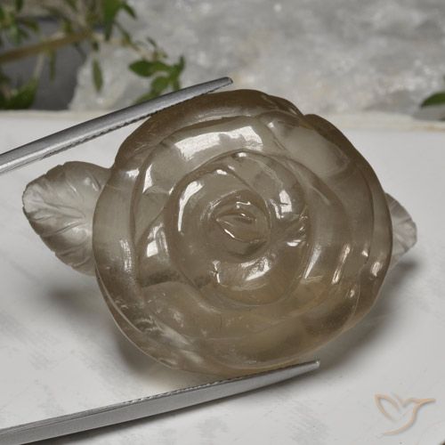 97.93ct Naturel Marron très clair Quartz fumé, Taille Fleur, Transparent