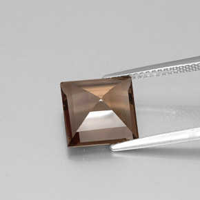 Quartz fumé marron naturelle carré, 3,84 ct, VVS-VS