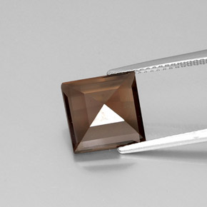 Quartz fumé marron naturelle carré, 4,03 ct, VVS-VS