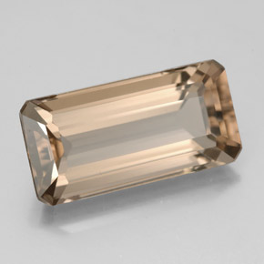 Quartz fumé marron naturelle taille émeraude, 6,26 ct, VS