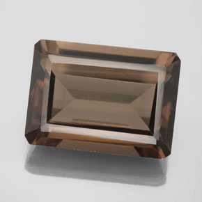 Quartz fumé marron naturelle taille émeraude, 13,71 ct, VS