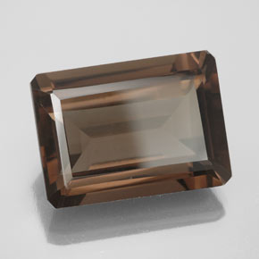 Quartz fumé marron naturelle taille émeraude, 13,71 ct, VS