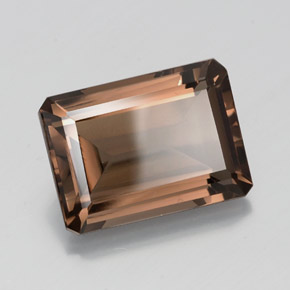 Quartz fumé marron naturelle taille émeraude, 11,42 ct, VVS-VS