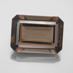 Quartz fumé marron naturelle taille émeraude, 12,60 ct, VS