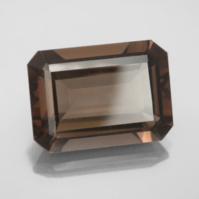 Quartz fumé marron naturelle taille émeraude, 12,60 ct, VS
