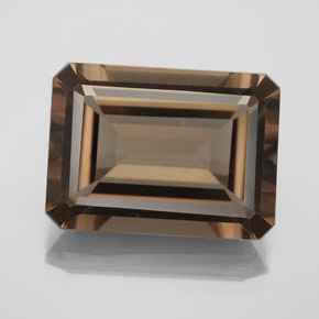 Quartz fumé marron naturelle taille émeraude, 12,75 ct, VS