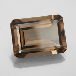 Quartz fumé marron naturelle taille émeraude, 12,75 ct, VS