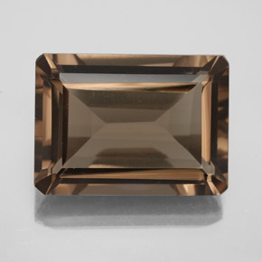 Quartz fumé marron naturelle taille émeraude, 14,61 ct, VS